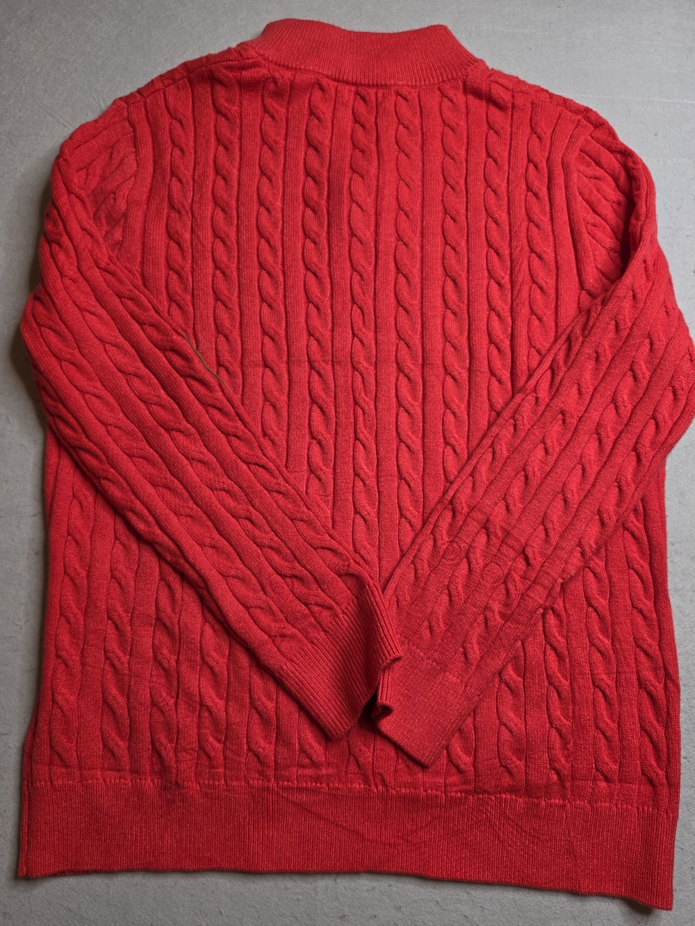 Jmierr Red Cable-Knit Zip-Front Sweater with Brown Elbow Patches XL - Picture 6 of 6
